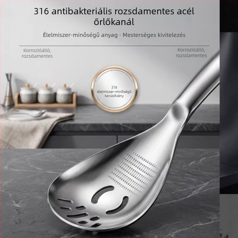 316-os rozsdamentes acélból készült, multifunkcionális konyhai eszköz: burgonyaprés, fokhagyma- és gyömbér grinder, szitás kanál