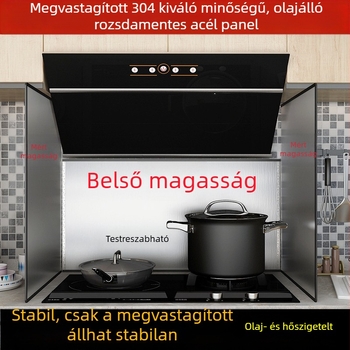 Konyhai rozsdamentes acél olajfröccsenés elleni védő, vastagított kivitel, hőálló és hőszigetelő lemez a páraelszívóhoz