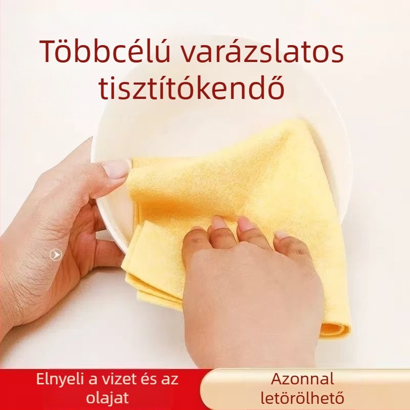 Trendi sárga, vastagított loofah tisztító kendő otthoni konyhájához, felszívja a vizet és a zsírt, nem szív olajat, nem hullik a rost, mosogatókendő