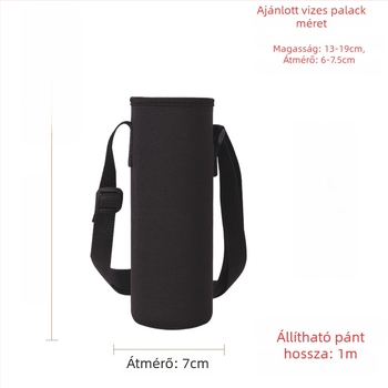 Keresztpántos pohártartó üvegszigetelt védőtokkal, nagy kapacitású palacktáska 300–1500 ml, esésvédő pánt