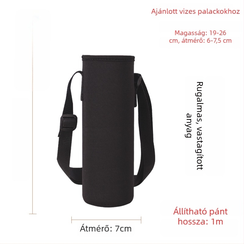 Keresztpántos pohártartó üvegszigetelt védőtokkal, nagy kapacitású palacktáska 300–1500 ml, esésvédő pánt