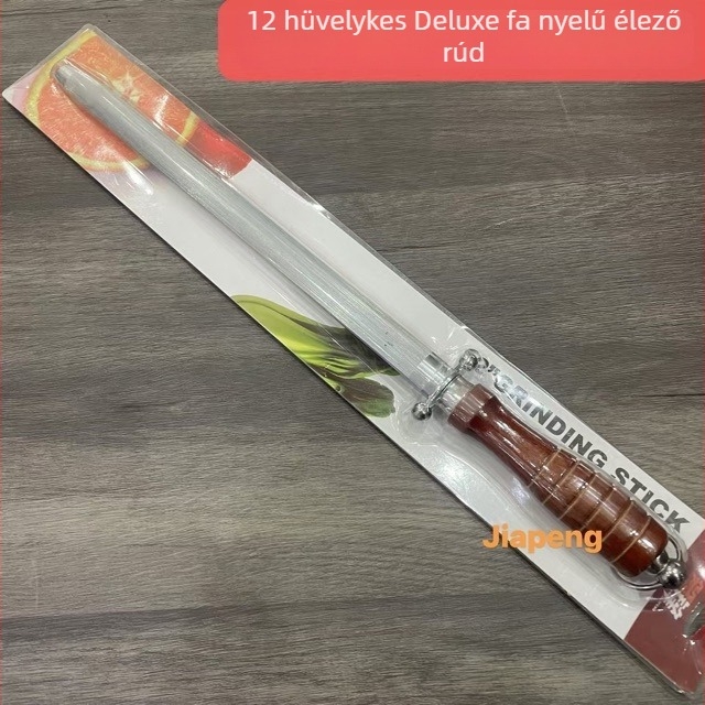 Rozsdamentes acél késélező rúd, 8 és 12 hüvelykes méretben, kerek és lapos fogantyúval