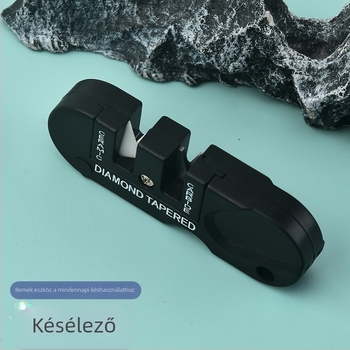 Multifunkcionális mini hordozható késélező — kültéri használatra, kerámia élező és kemény ötvözetű acél penge, csúszásmentes