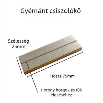 Hongda gyémánt élező kő, téglalap alakú, kétoldalas, 400/1000 szemcse, horogok és csipeszek élezésére