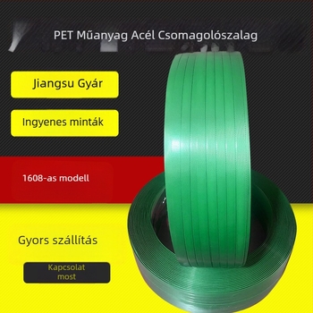1608-as műanyag‑acél csomagoló szalag, kézi, zöld, PET csomagoló szalag