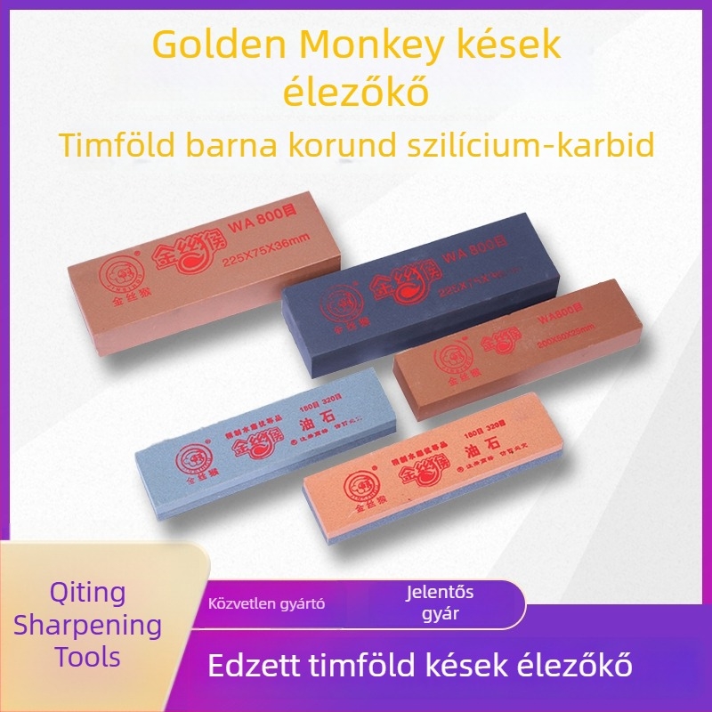 Golden Monkey késélező kő – konyhai és kültéri használatra, barna korund, vízben használható kő