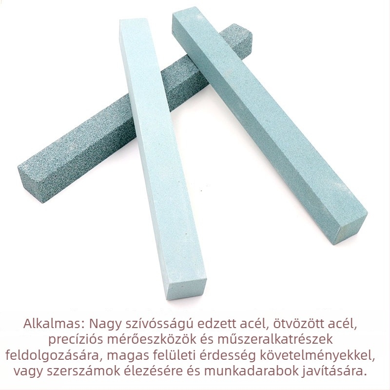 Élező és polírozó kő nefritre, jaditre és borostyánra, zöld szilícium-karbid abrazív, olajkő 200×20×20 mm