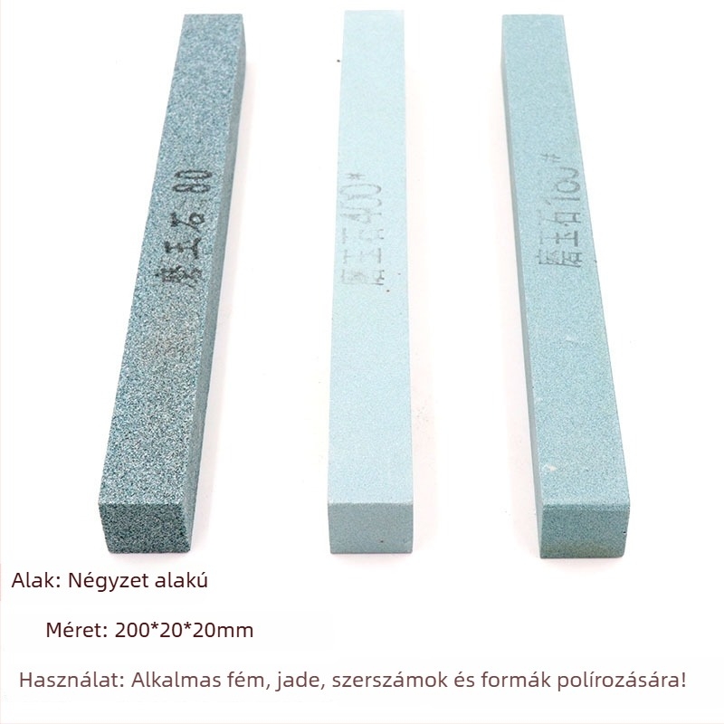 Élező és polírozó kő nefritre, jaditre és borostyánra, zöld szilícium-karbid abrazív, olajkő 200×20×20 mm