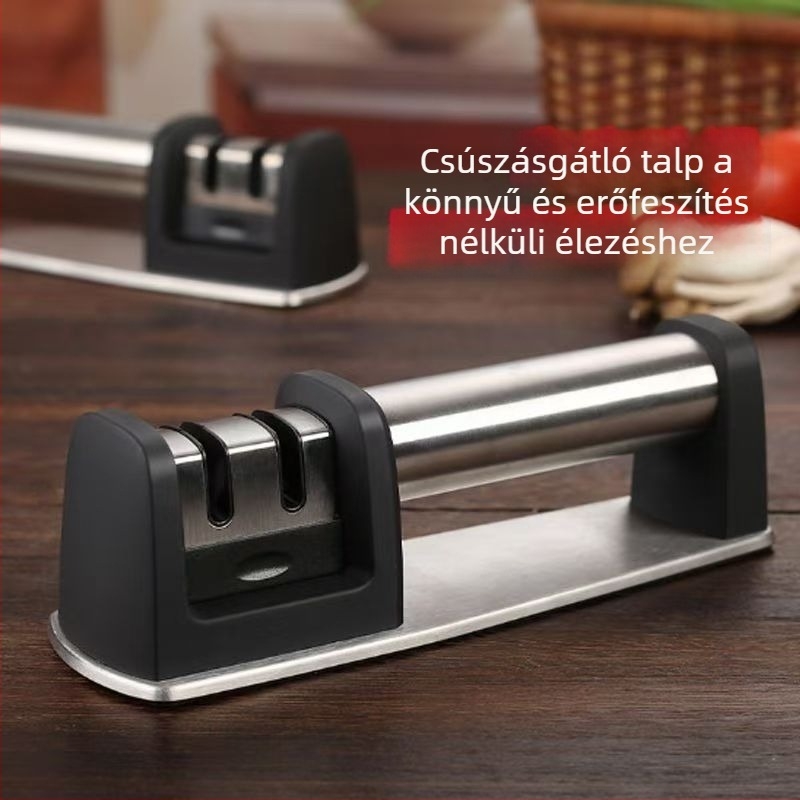 Rozsdamentes acélból készült konyhai kés és olló kétfázisú, egybeépített élező