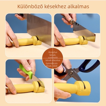 Konyhai késeket és ollókat élező eszköz, élező kő tartóval