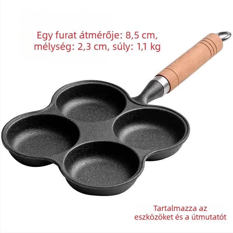 Hétlyukas öntöttvas tojásserpenyő mélyedésekkel, burgerpogácsa forma, tapadásmentes kereskedelmi használatra