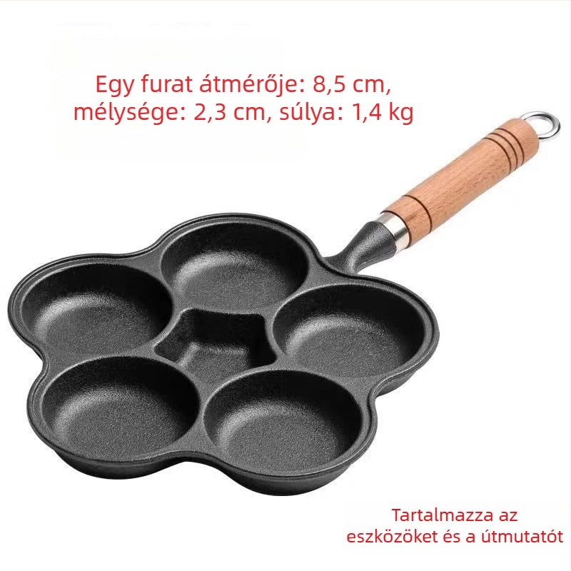 Hétlyukas öntöttvas tojásserpenyő mélyedésekkel, burgerpogácsa forma, tapadásmentes kereskedelmi használatra
