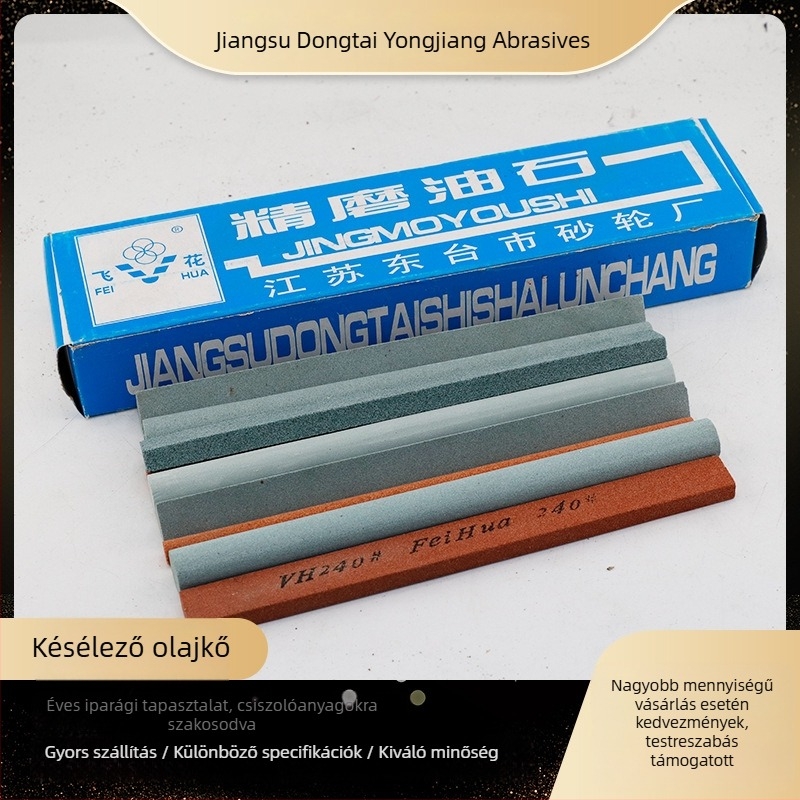 Feihua márka olajkő köszörűkő, zöld silicon-karbid, GC 200×50×25 mm, köszörűkő különböző szemcseméretekkel