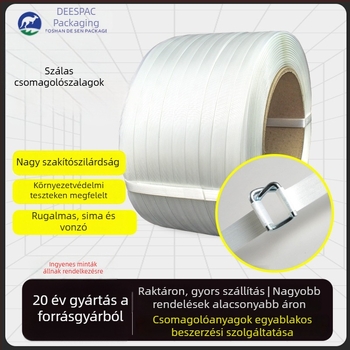 Rugalmas poliészter csomagolóheveder nehéz rakományhoz, fehér