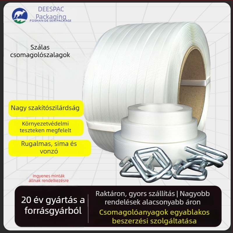 Rugalmas poliészter csomagolóheveder nehéz rakományhoz, fehér