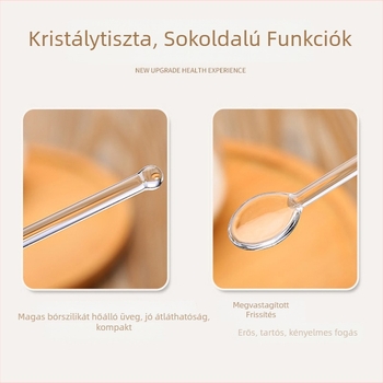 Mingshangde üvegből készült hosszú nyelű keverőkanál desszertekhez