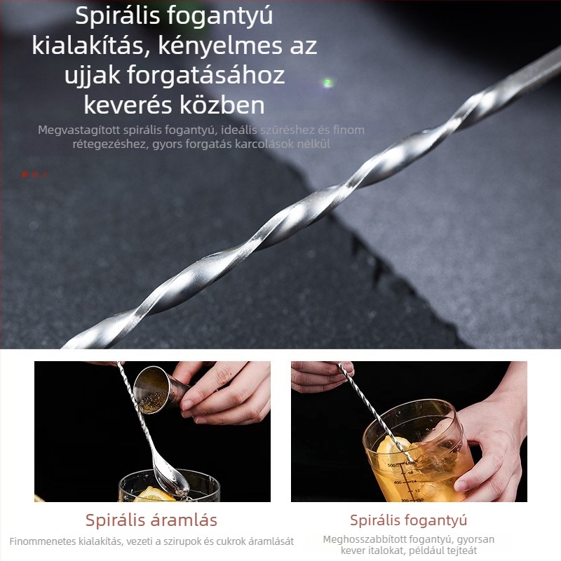 Nemesacél vízcsepp alakú bárkanál koktélokhoz, 32 g, 1 mm vastagság, egyszínű