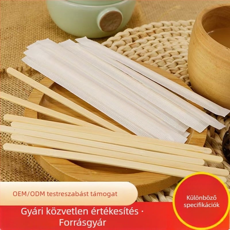 Egyszer használatos bambusz kávékeverő pálcák gömbfejű kivitelben, egyesével csomagolt, hosszúság: 11 cm, 14 cm és 18 cm