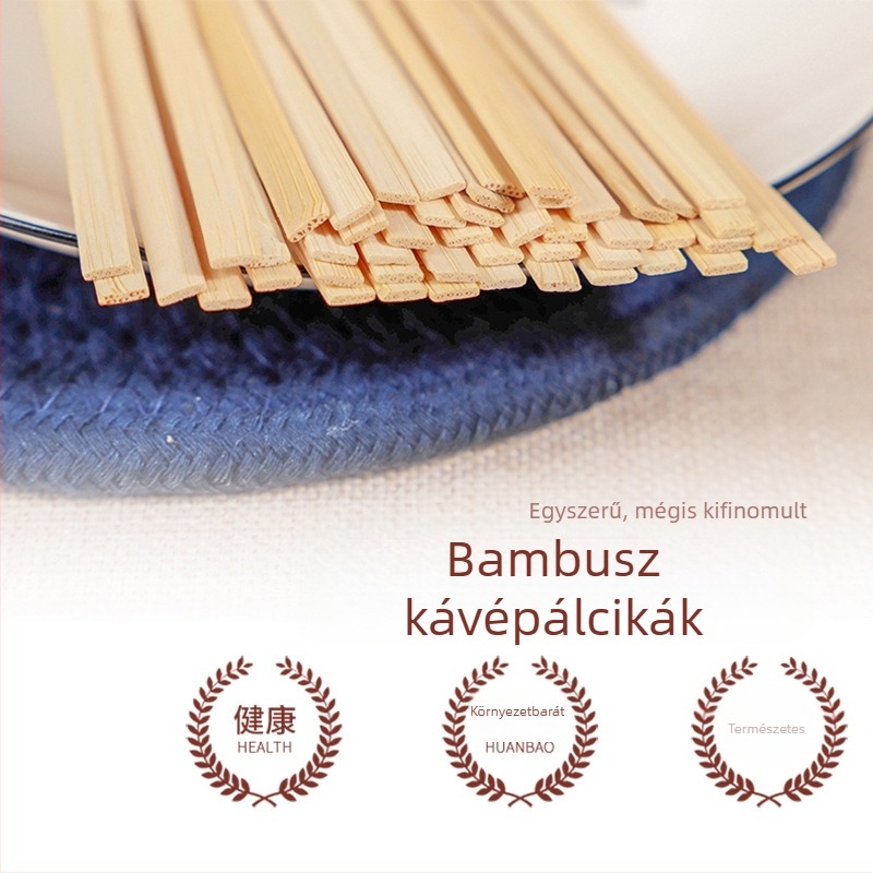 Egyszer használatos bambusz kávékeverő pálcák gömbfejű kivitelben, egyesével csomagolt, hosszúság: 11 cm, 14 cm és 18 cm