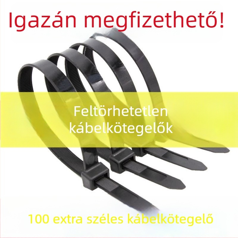 Kültéri fekete, UV-álló nylon kötöző, extrán nagy méret, széles és vastag, kerti rögzítéshez, GB szabvány