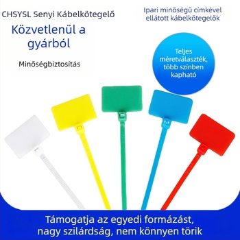 100 darab nylon kábelkötegelő kábelek rendezéséhez, markerrel írható, színes készlet