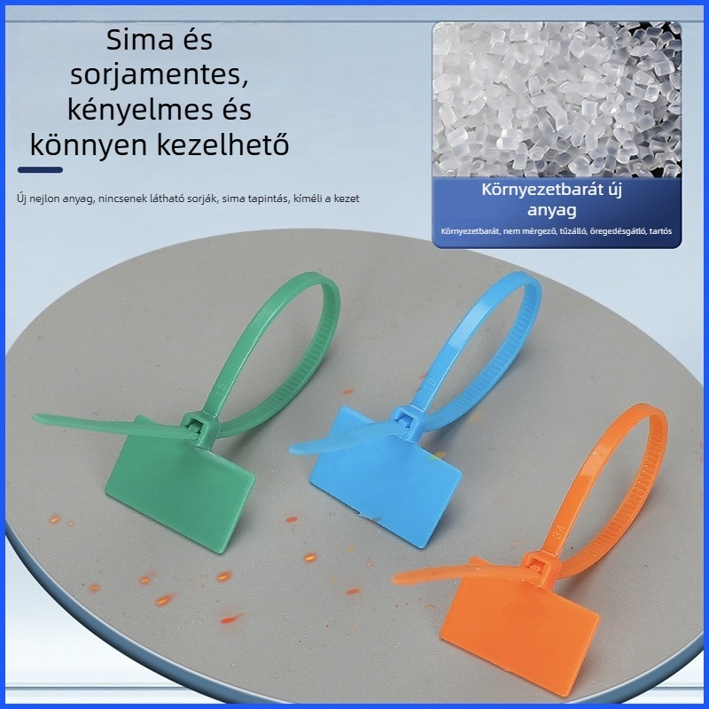 100 darab nylon kábelkötegelő kábelek rendezéséhez, markerrel írható, színes készlet