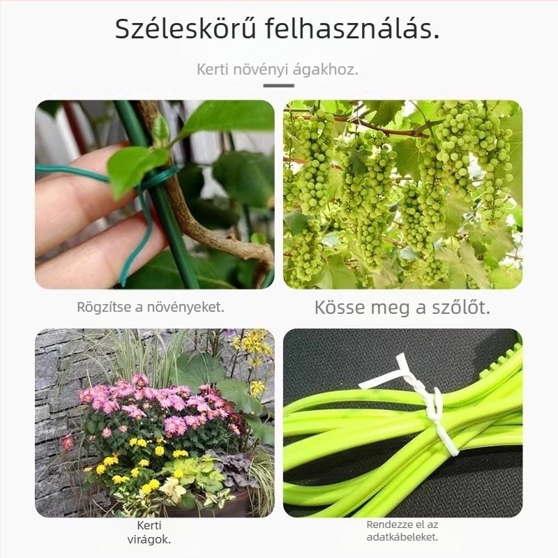 Zöld műanyag bevonatú kerti kötések a növények támasztására és formázására, többfunkciós kötöző zsinórok kapaszkodó növényekhez