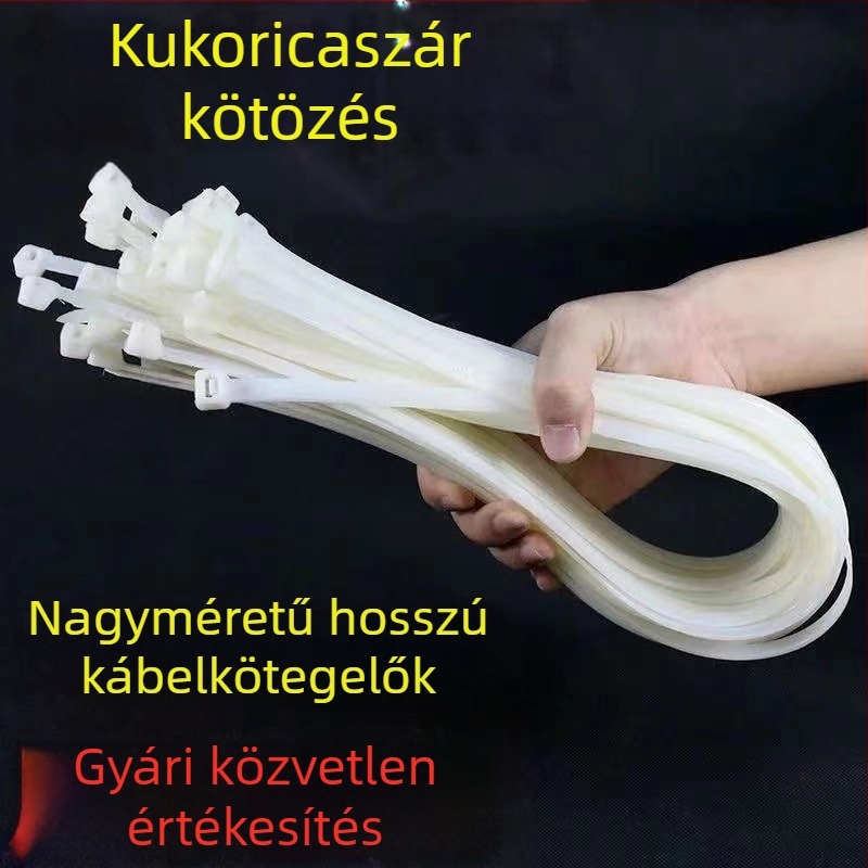 Nylon kötöző zsinórok kukoricacsúrásokhoz, extra hosszú, újrahasználható, önzáró, 1,1 m, fehér, 0,5–1,6 mm