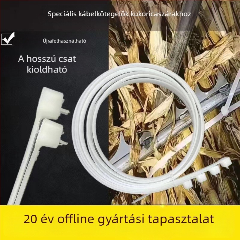 Nylon kötöző zsinórok kukoricacsúrásokhoz, extra hosszú, újrahasználható, önzáró, 1,1 m, fehér, 0,5–1,6 mm