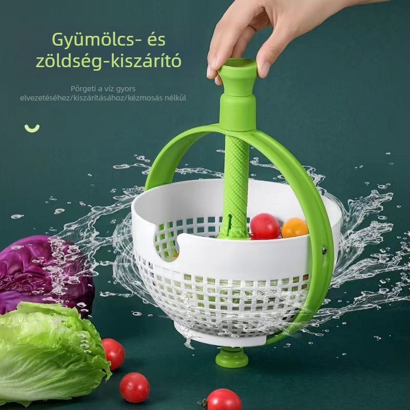 Mosogatóhoz készült leeresztő kosár centrifugális zöldségpörgetővel és gyümölcsszárítóval, forgó