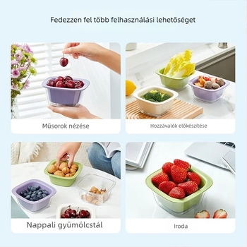 Kétszintes zöldségmosó mosóedény leeresztő kosárral – multifunkcionális konyhai tál gyümölcsök és zöldségek számára