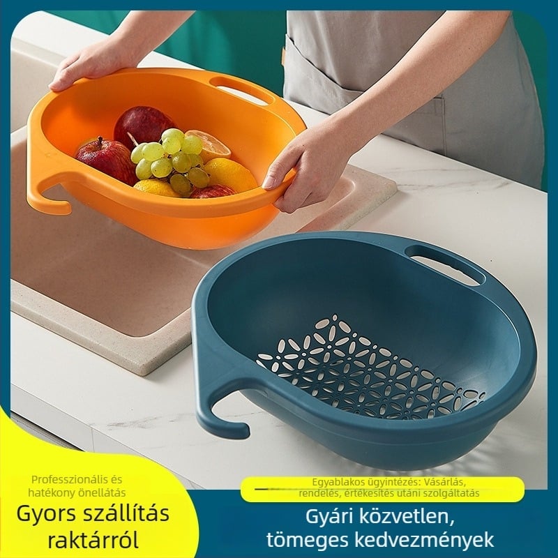 Konyhai mosogatóhoz felakasztható leeresztő kosár zöldségek, gyümölcsök és edények öblítéséhez