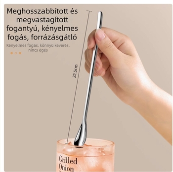 316L rozsdamentes acél hosszú nyeletű keverőkanál tejporhoz, kávéhoz, bárhoz és desszertekhez
