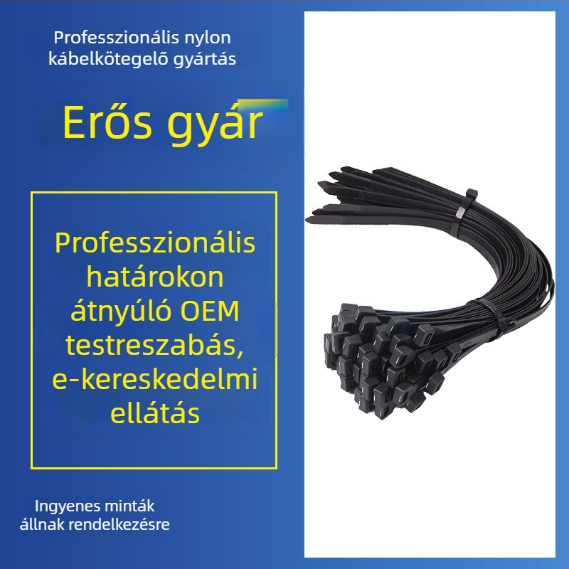 Nylon kábelkötegek, nagy méret, extrahosszú, extravastag, 10x1200 mm, erős önzáró, fekete