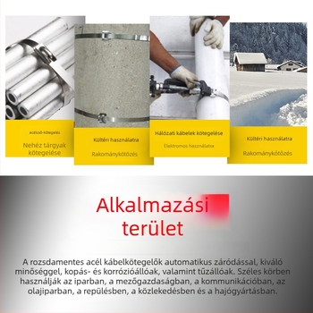 4,6 mm rozsdamentes acél kábelzáró, önzáró, vágás nélkül, ellenálló magas hőmérsékletnek 488°C-ig