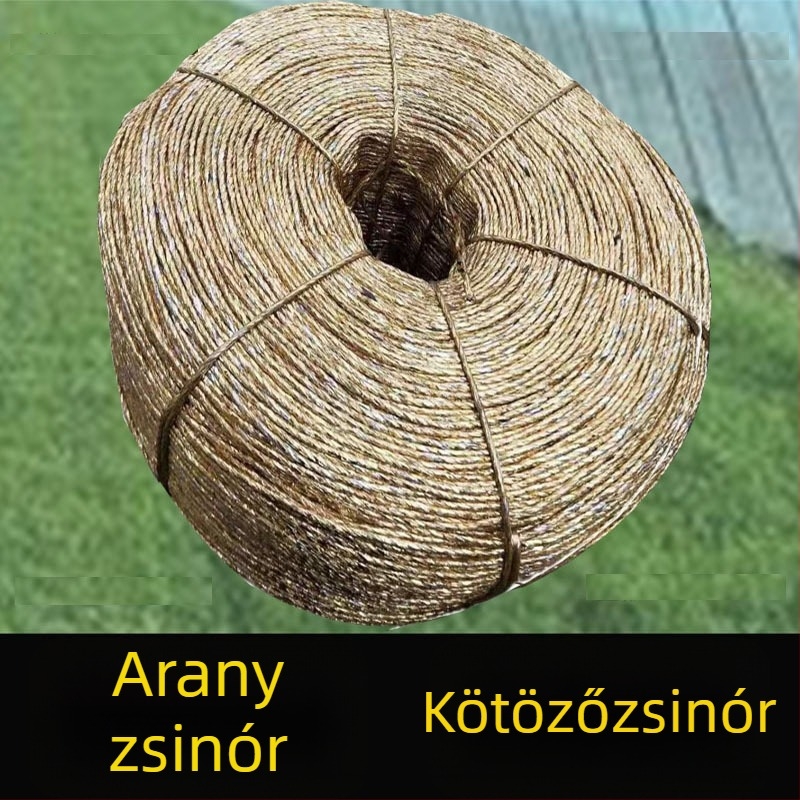 Arany színű poliészter kötél hulladékpapír tömörítéses csomagolásához, üvegházi lamináláshoz, nehéz terhelésű kötöző kötél tekercsben