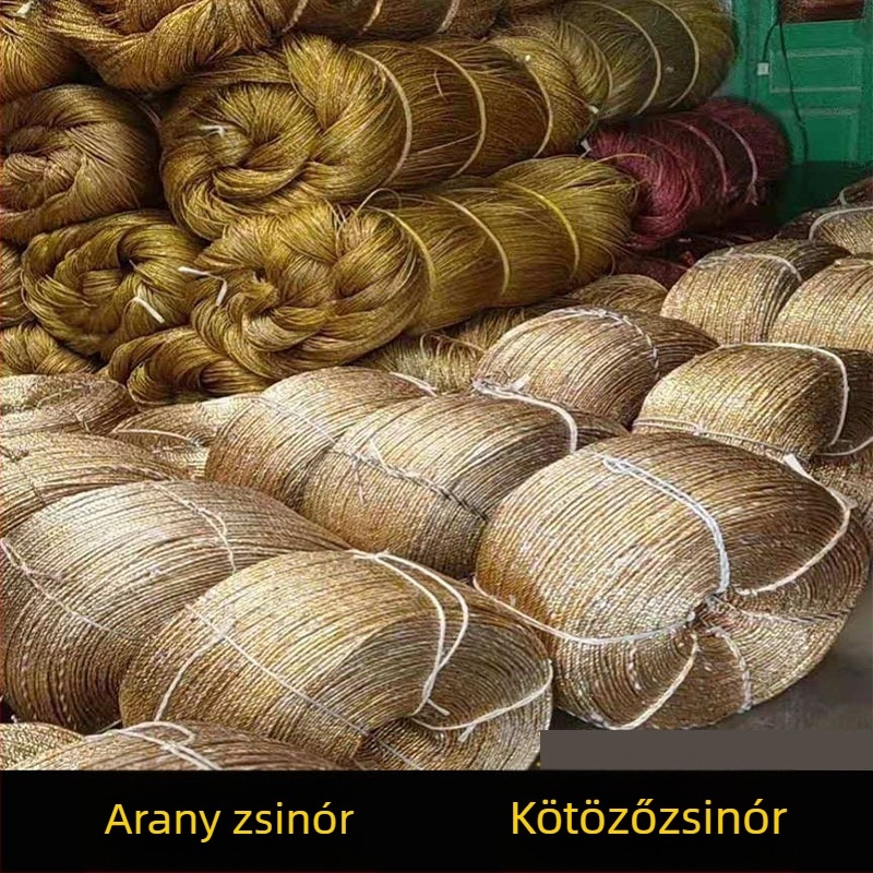 Arany színű poliészter kötél hulladékpapír tömörítéses csomagolásához, üvegházi lamináláshoz, nehéz terhelésű kötöző kötél tekercsben