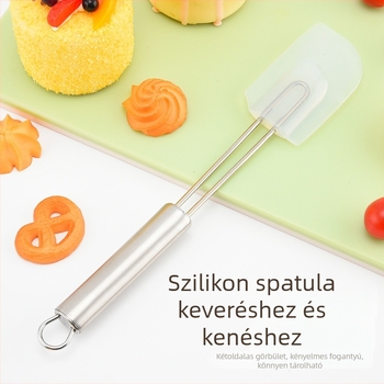 Rozsdamentes acél fogantyújú szilikon spatula tortához, krémhez, lekvárhoz és avokádóhoz – sütőeszköz
