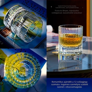 K9 kristály ólomüveg whisky pohár, európai stílusú, konstelláció mintával, kreatív likőrös pohár