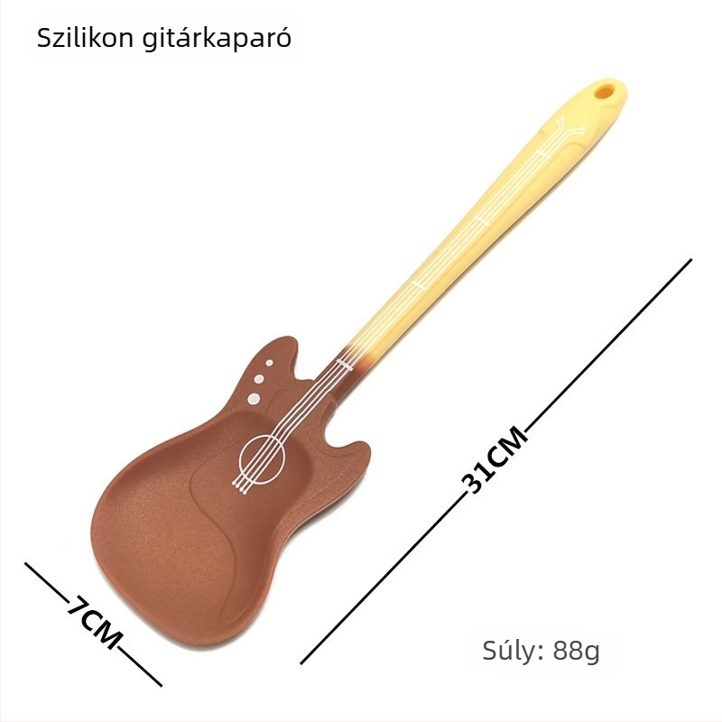 Gitár-stílusú, egy darabból álló szilikon spatula sütéshez és vaj keveréséhez, hőálló