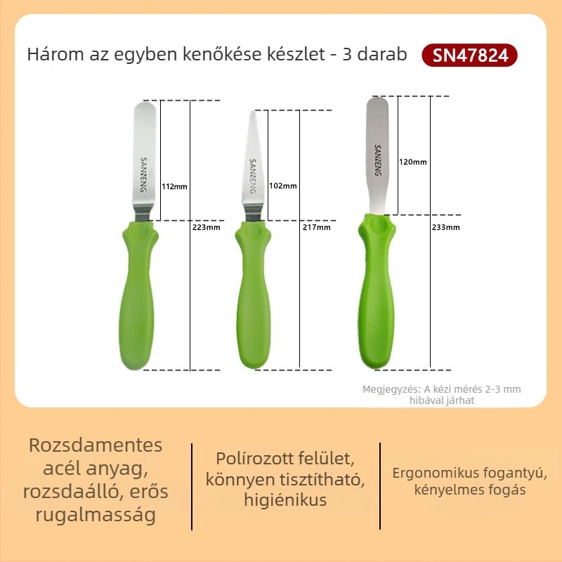 UN35211 3 db-os spatula készlet krém torta simításához