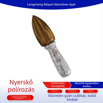 Személyre szabott márvánnyal készült citromprés fa- és kőbetéttel, citromkúp, kézi konyhai facsaró eszköz