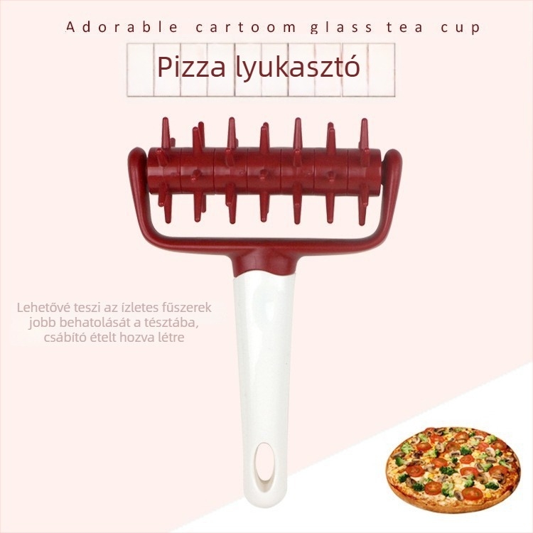 Új sütőeszközök: pizza szellőzőnyílásokkal ellátott görgő, tésztalap lyukasztó kerék, kekszkerék tűkkel