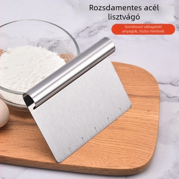 Rozsdamentes acél tésztavágó mérőskálával – sütőeszköz és kaparó tészta számára