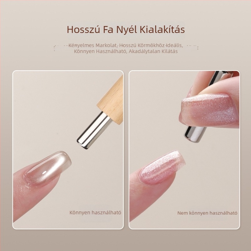 Három az egyben manikűr eszköz mágneses fa nyéllel, Cat Eye gél lakkhoz