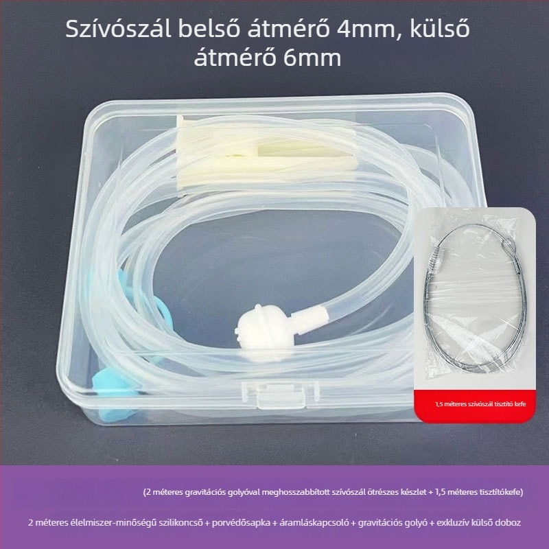 Autóhoz tervezett gravitációs golyós szívócső, extra hosszú, élelmiszer-minőségű szilikoncsővel a biztonságos iváshoz vezetés közben