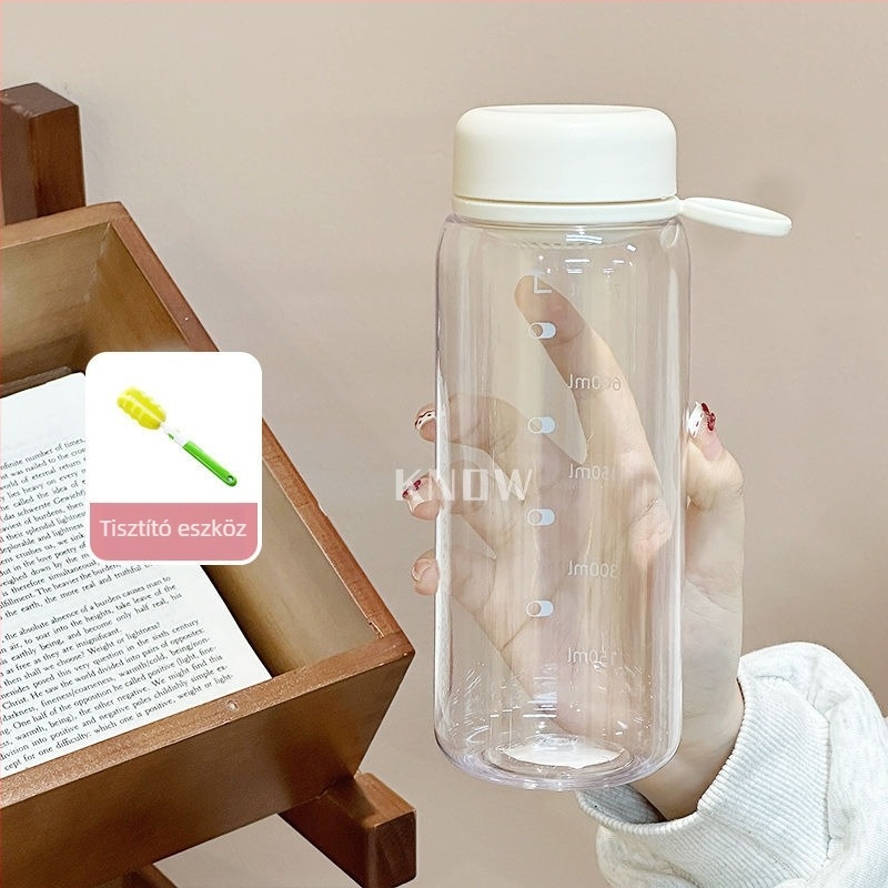 Átlátszó műanyag pohár vízhez és teához, hordozható, minimalist design, lányoknak és diákoknak