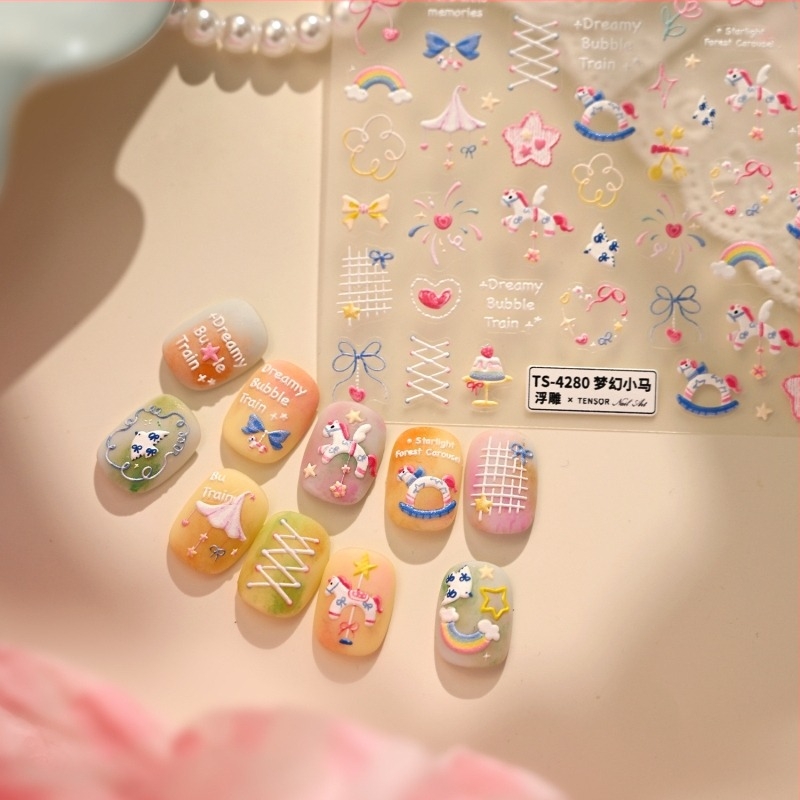 Körömdíszítő matrica TS4280 - Macaron Girl Bow Tie