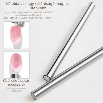 Erős, nagy arany gyűrűs mágnes Cat-Eye körömlakk gélhez, dupla végű, vastag hengeres mágnes a köröm művészetéhez