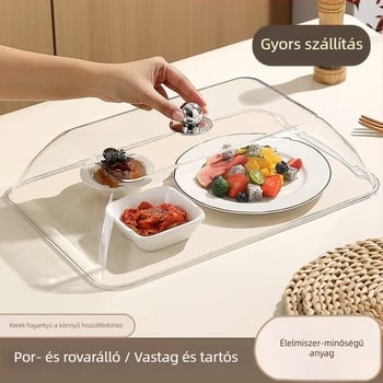 Négyszögletes, átlátszó élelmiszer-minőségű műanyag fedél, porvédő, kereskedelmi gyorséttermi használatra, kenyér- és süteményfedél